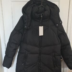 Cole Haan Women's Black Hooded Puffer Coat